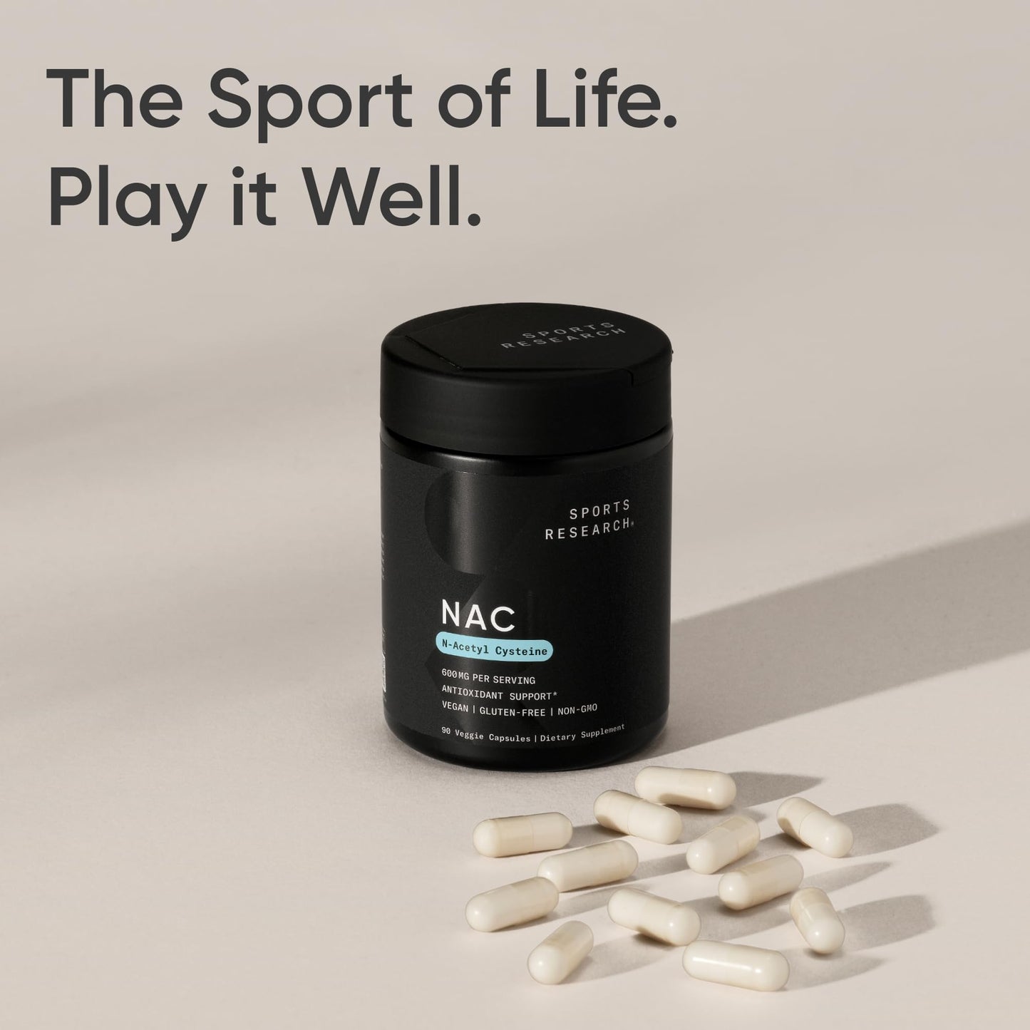 Sports Research Vegan NAC Supplement (N-Acetyl Cysteine) 600 mg - Supports Antioxidant Activity - NAC 600 mg - Non-GMO - 90 Capsules for Adults Daily Use Sports Research buy supplements Au