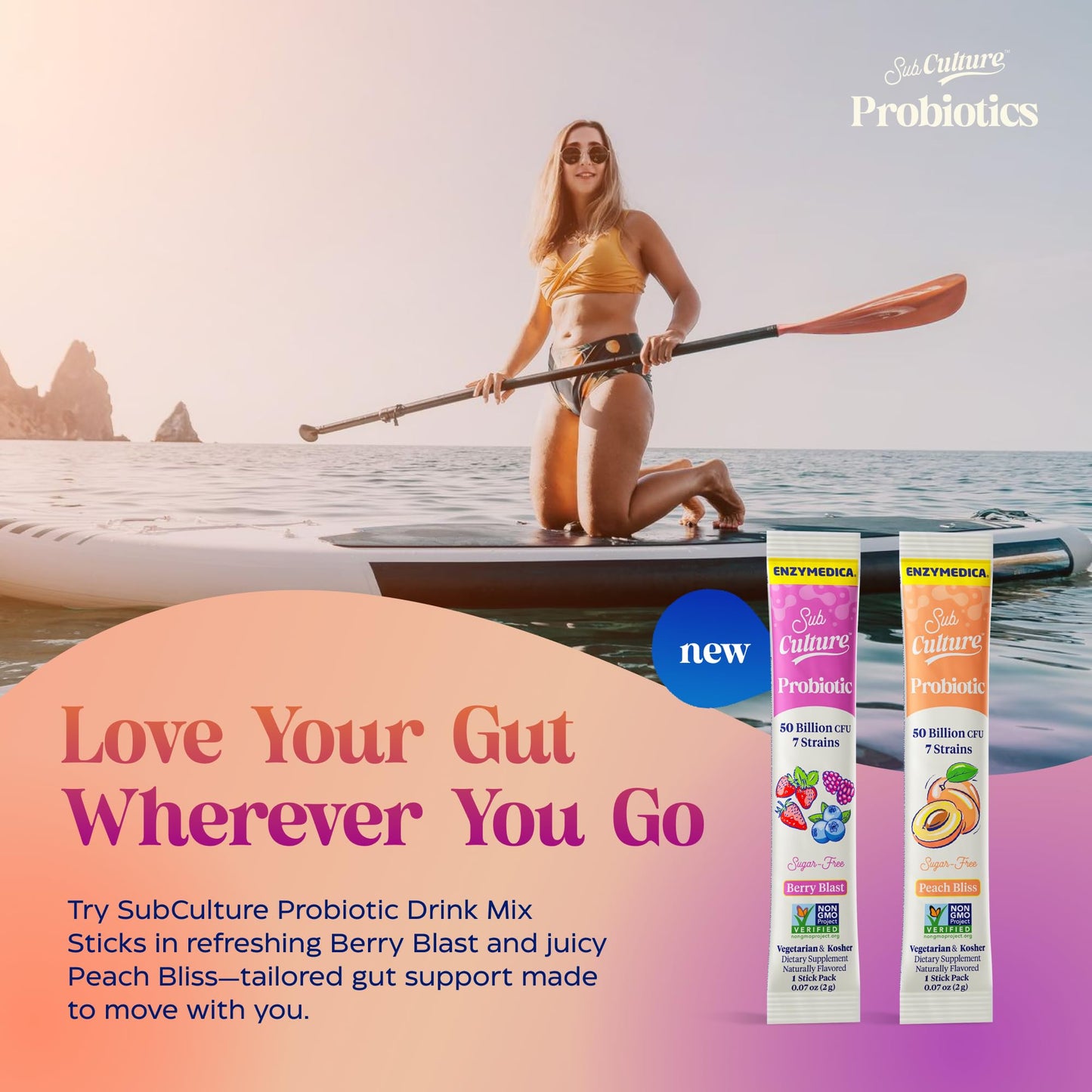 Enzymedica SubCulture Probiotic for Bloat & Digestive Health - Probiotic Supplement Capsules for Women & Men, 50 Billion CFU, Gut Health Support for Adults,