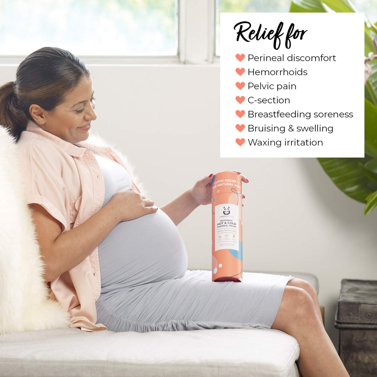 Pandabelle Hot & Cold Reusable Perineal Ice Pack with 4 Washable Cotton Sleeves & Carry Bag for Postpartum Perineal Pain, Hemorrhoids, C-Section Scar, Breastfeeding, Post-Waxing Hair Removal & More PANDABELLEBuy Supplements Australia