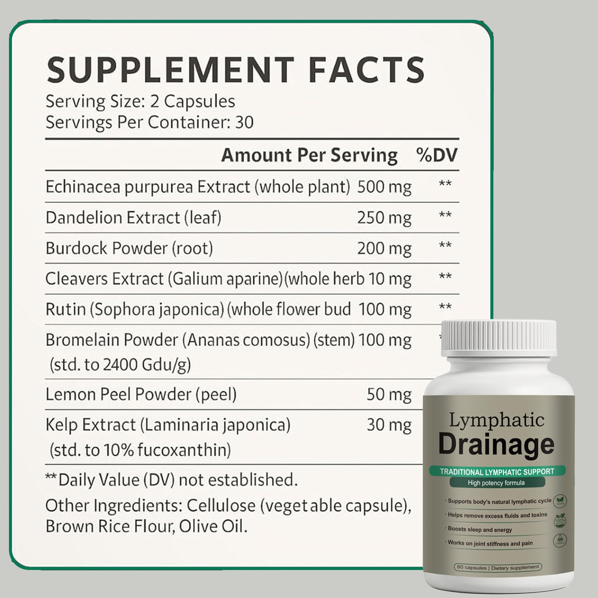 Lymphatic Drainage Capsules – Natural Herbal Blend with Dandelion, Burdock, Kelp & Echinacea – Supports Circulation & Fluid Balance Qiuumey buy supplements Au