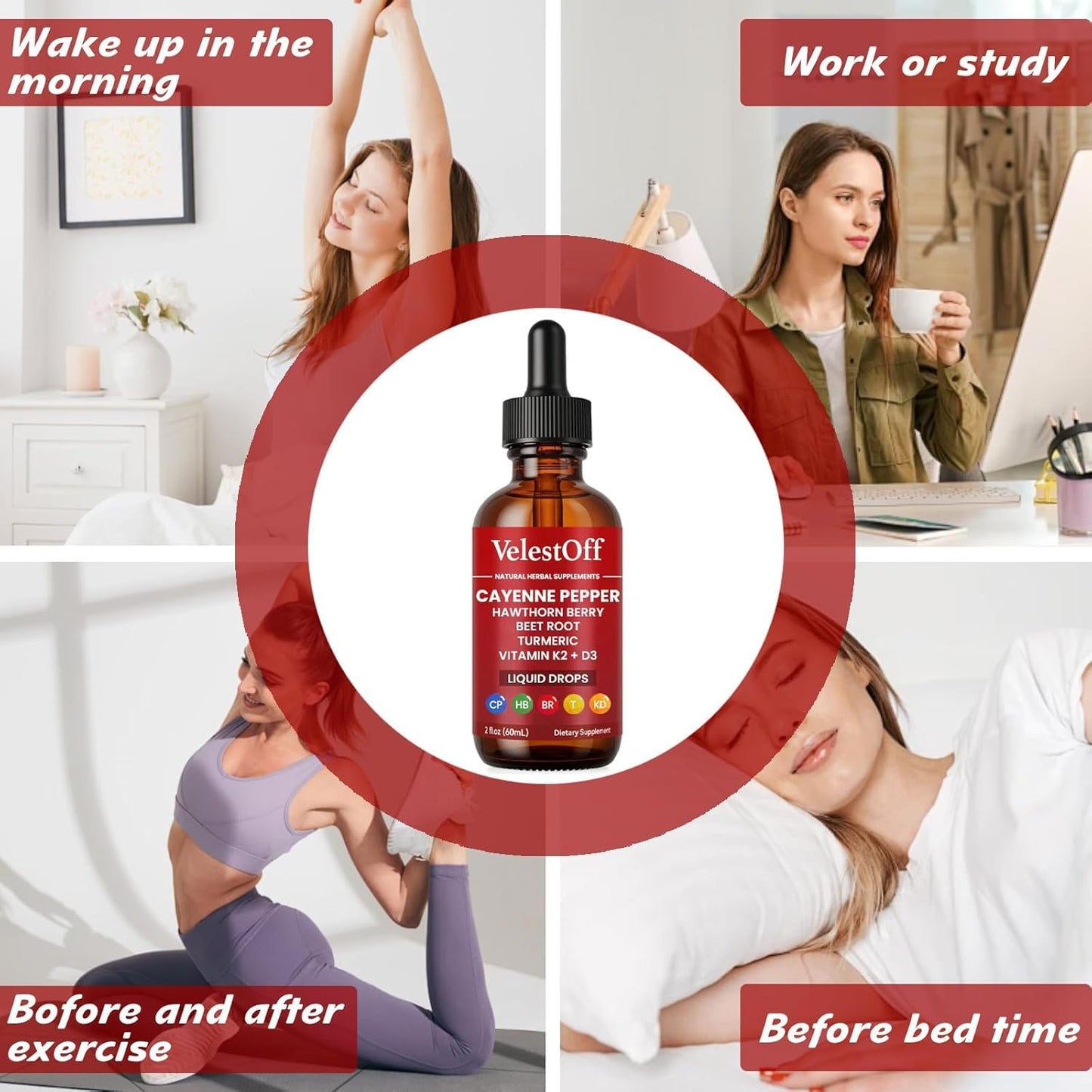VelestOff Cayenne Pepper Drops - VelestOff Cayenne Circulation Blood Pressure Blend - Cayenne Pepper Hawthorn Beet Root Turmeric Vitamin K2 D3-2 OZ (2 PCS) Velestoff buy supplements Au