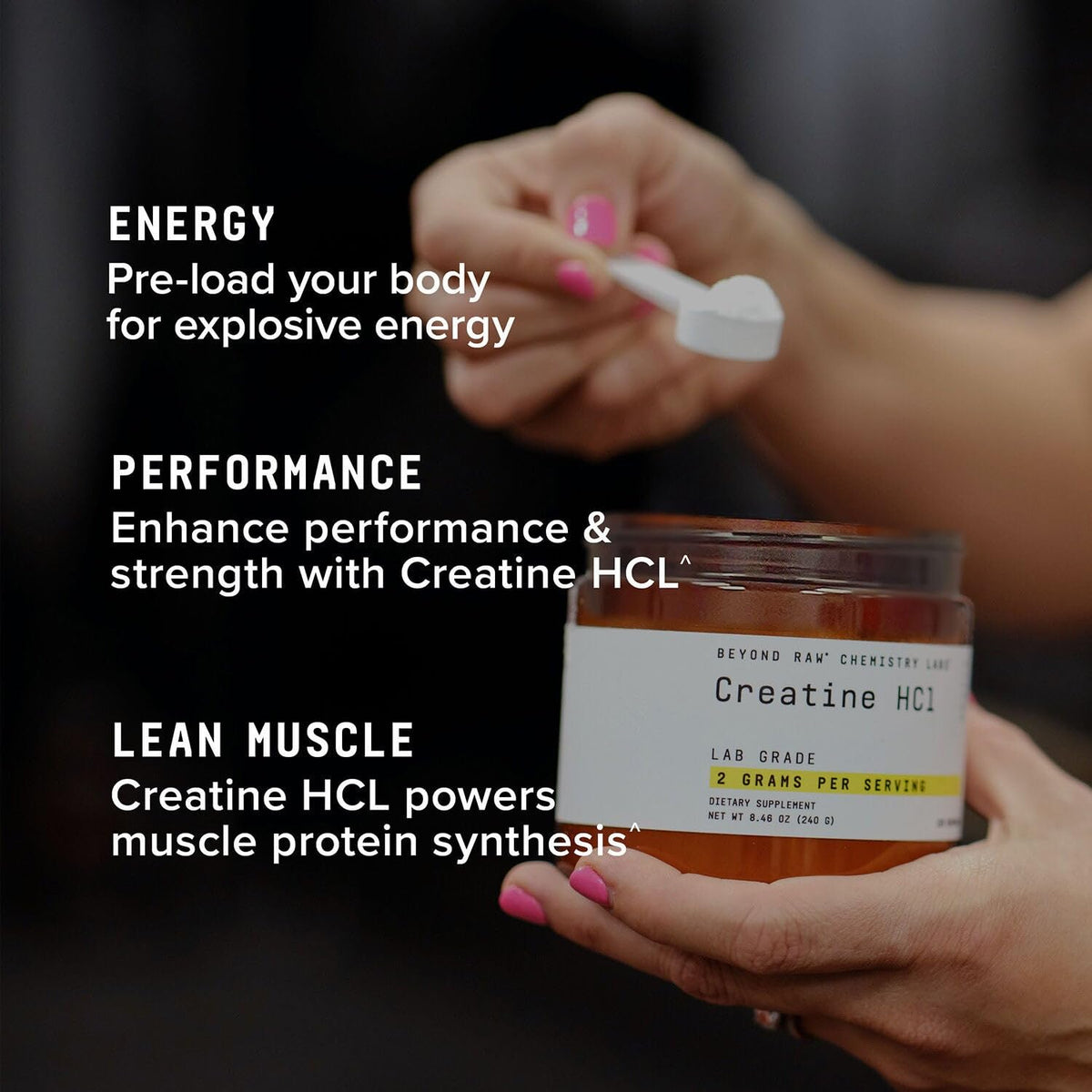 BEYOND RAW Creatine HCl Powder, Science Backed, Lab Grade, Creatine for Women & Men, Muscle Strength, Energy Production, Athletic Performance, Cognitive Support,