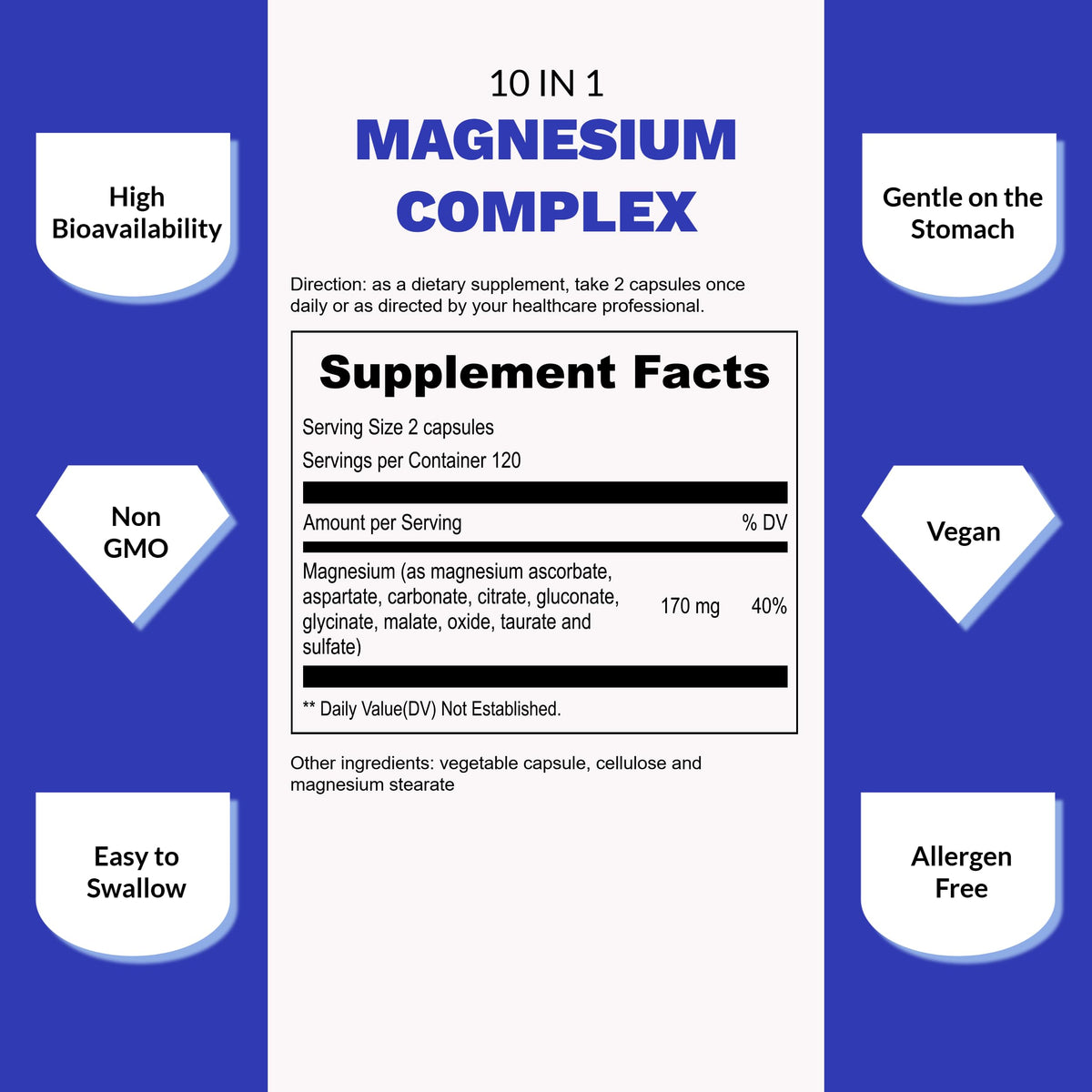 UpNourish Magnesium Supplement - 10 in 1 Magnesium Complex - Full Spectrum Magnesium Mineral Supplements with Glycinate, Citrate, Taurate, Malate, Carbonate, Oxide and More, 240 Vegan Capsules UpNourish buy supplements Au