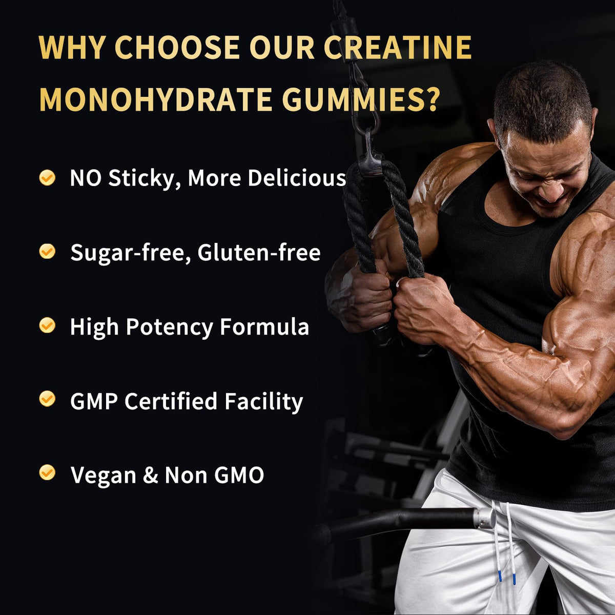 OUYIYUA Creatine Monohydrate Gummies 5000mg for Men & Women - Sugar Free Pre-Workout Supplement, Chewables for Muscle Strength, Muscle Builder