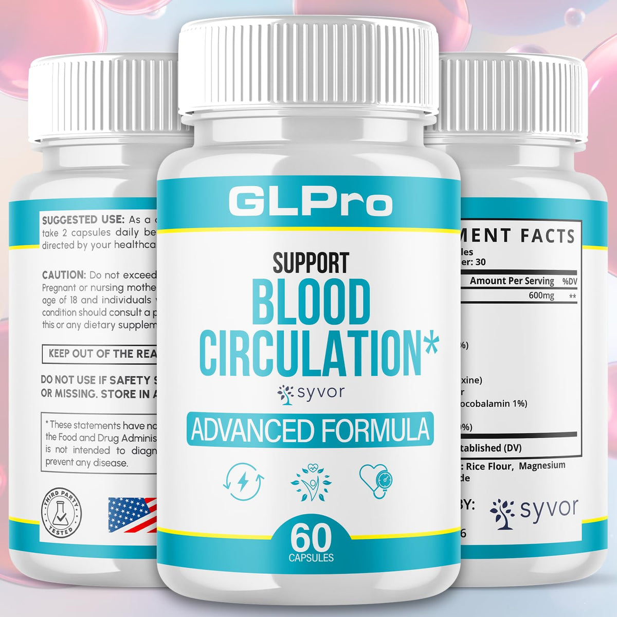 GLPro Blood Capsules, Official GLPro Blood Health Support Pills with All Natural Ingredients, Advanced Formula Supplement with Maximum Strength Premium Vitamins for Women and Men (60 Capsules) Syvor buy supplements Au