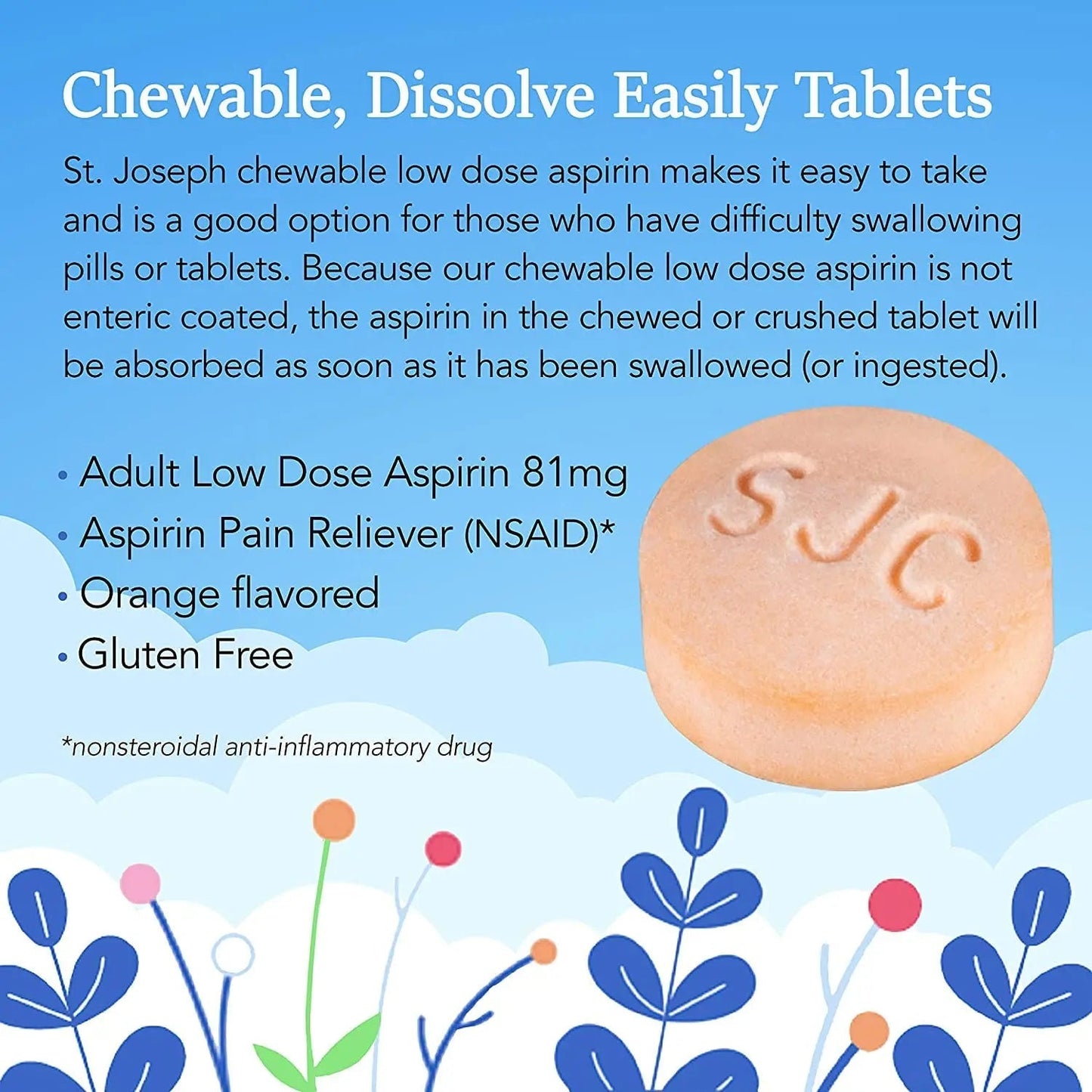 St. Joseph St. Joseph Aspirin Chewable Orange, Orange 36 tabs 81 mg(Pack of 3) St. JosephBuy Supplements Australia