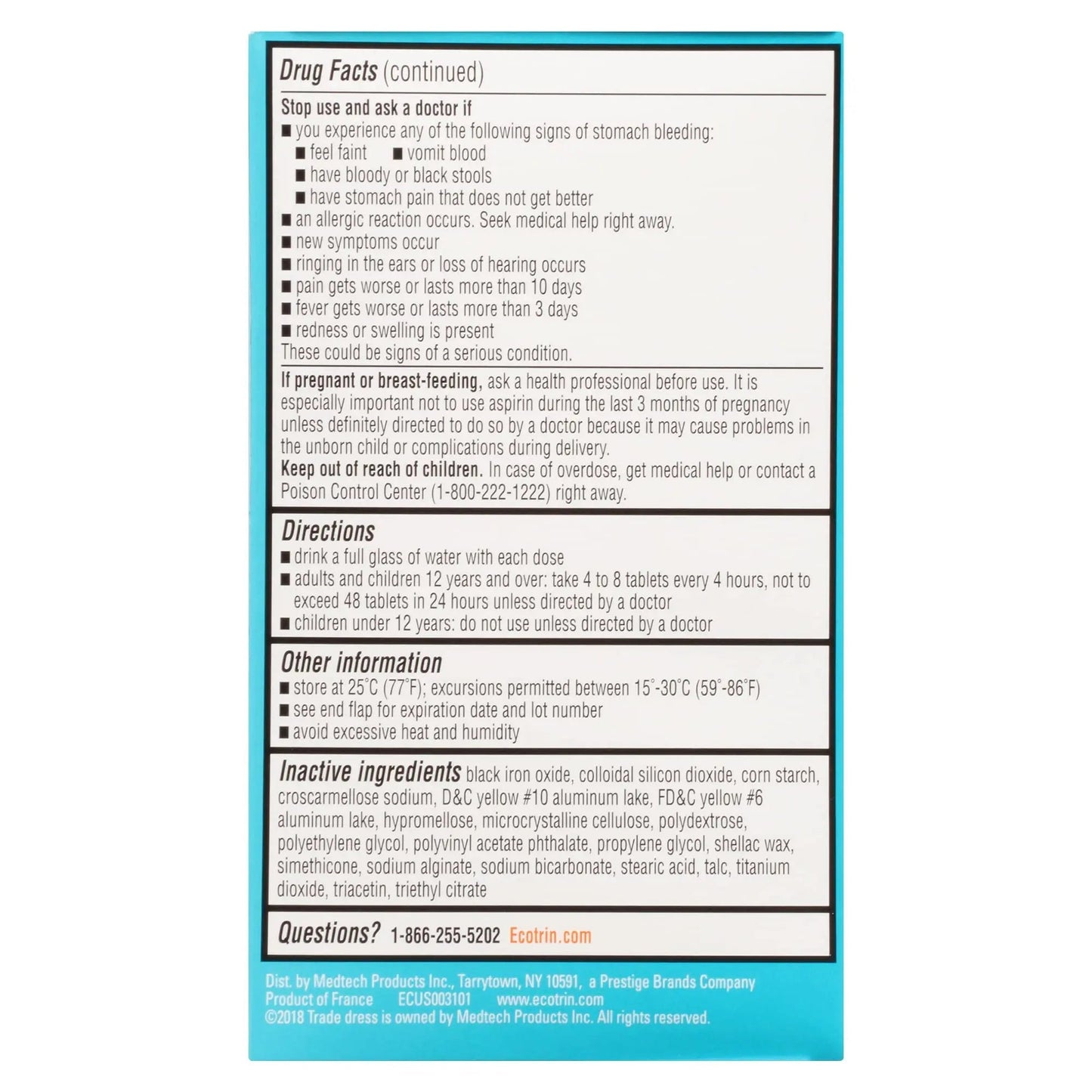 Ecotrin Safety Coated Aspirin Pain Reliever Tablets, Low Strength, NSAID 81mg, 365 ct (Pack of 2) EcotrinBuy Supplements Australia
