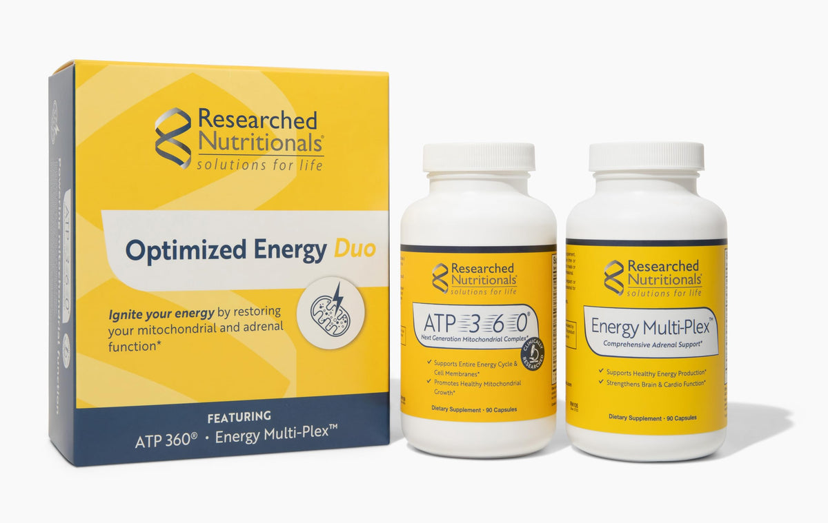Researched Nutritionals Mens & Womens Vitamins - Optimized Energy Duo - Adrenal Support & Mitochondrial Supplements to Promote Optimal Cellular Energy - ATP 360 & Multi-Plex Researched Nutritionals buy supplements Au