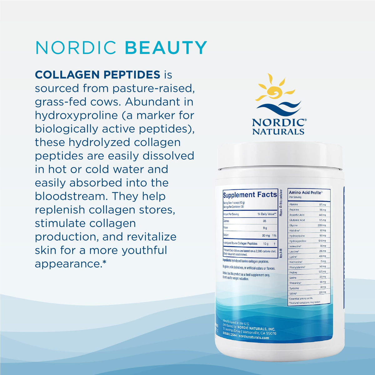 Nordic Naturals Nordic Beauty Collagen Peptides, Unflavored - 10.6 Ounces - Collagen Supplement for Skin Health and Elasticity - for Hot and Cold Beverages - 30 Servings Nordic Naturals buy supplements Au