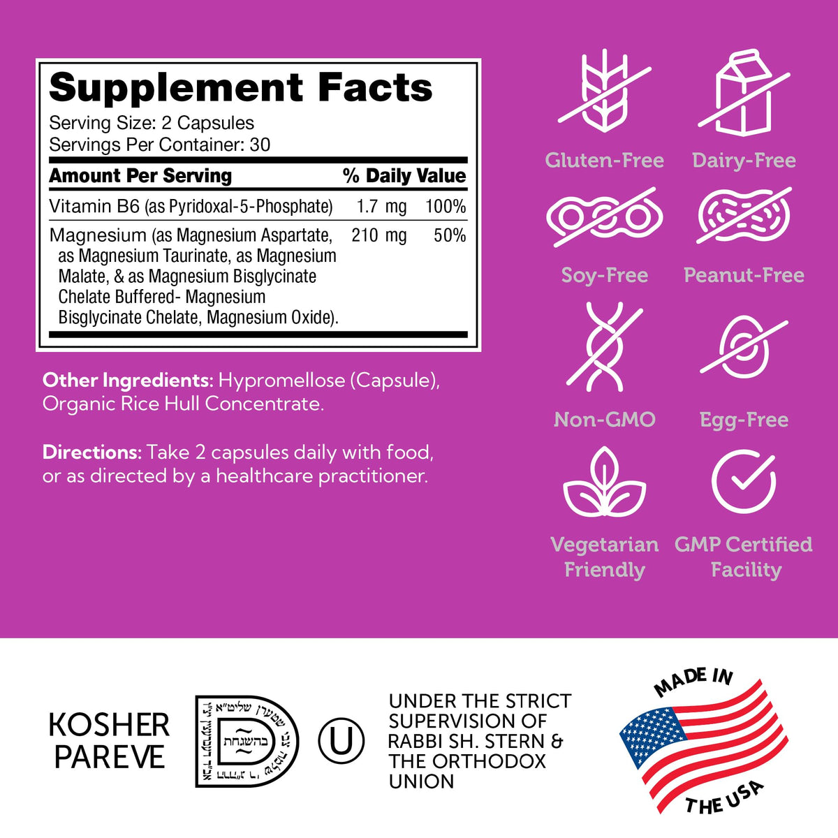 Zahler Magnesium Complex Supplement - Multi Magnesium Supplement Blend with Magnesium Glycinate, Malate, Aspartate, Taurinate and Oxide Plus Vitamin B6 - Bone Nerve Heart & Muscle Health (60 Capsules) Zahler buy supplements Au