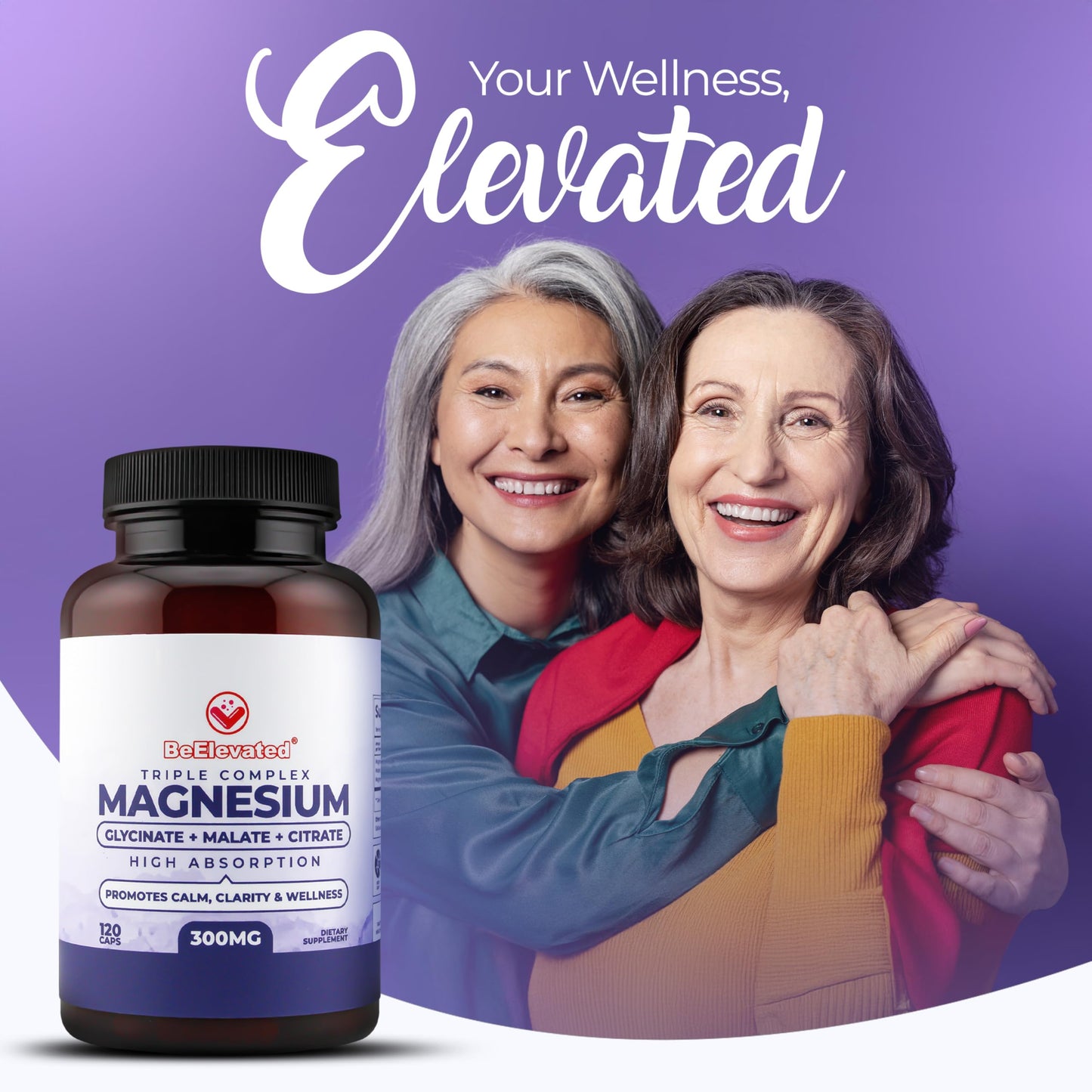 BeElevated High Absorption Triple Magnesium Complex for Sleep, Relaxation & Muscle Support – 300mg of Magnesium Glycinate, Citrate & Malate – Gentle on Stomach – Non-GMO, Vegan – 120 Capsules BeElevated buy supplements Au