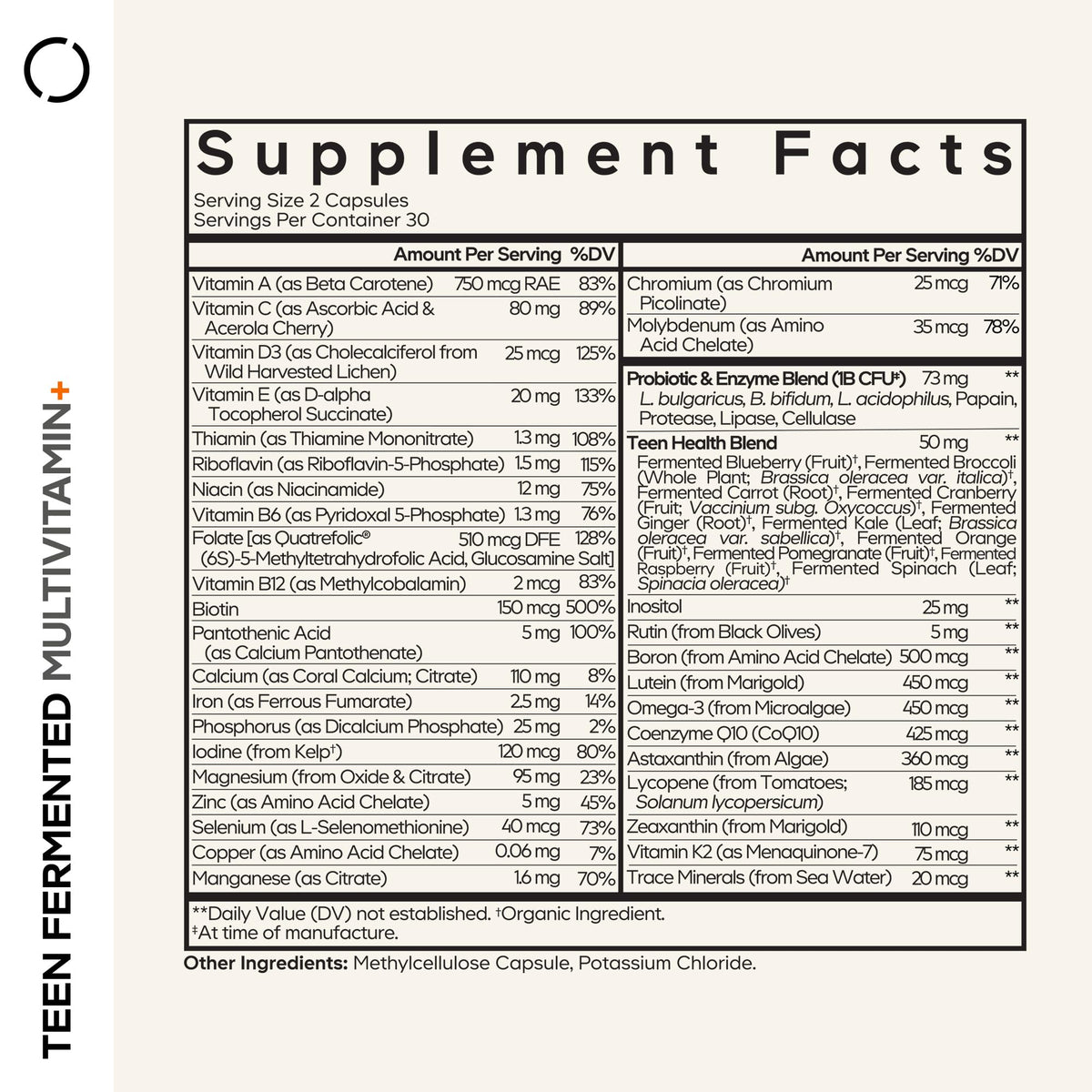 Codeage Teen Multivitamin Supplement – Daily Vitamins and Minerals for Teen Boys and Girls – Organic Whole Food Formula