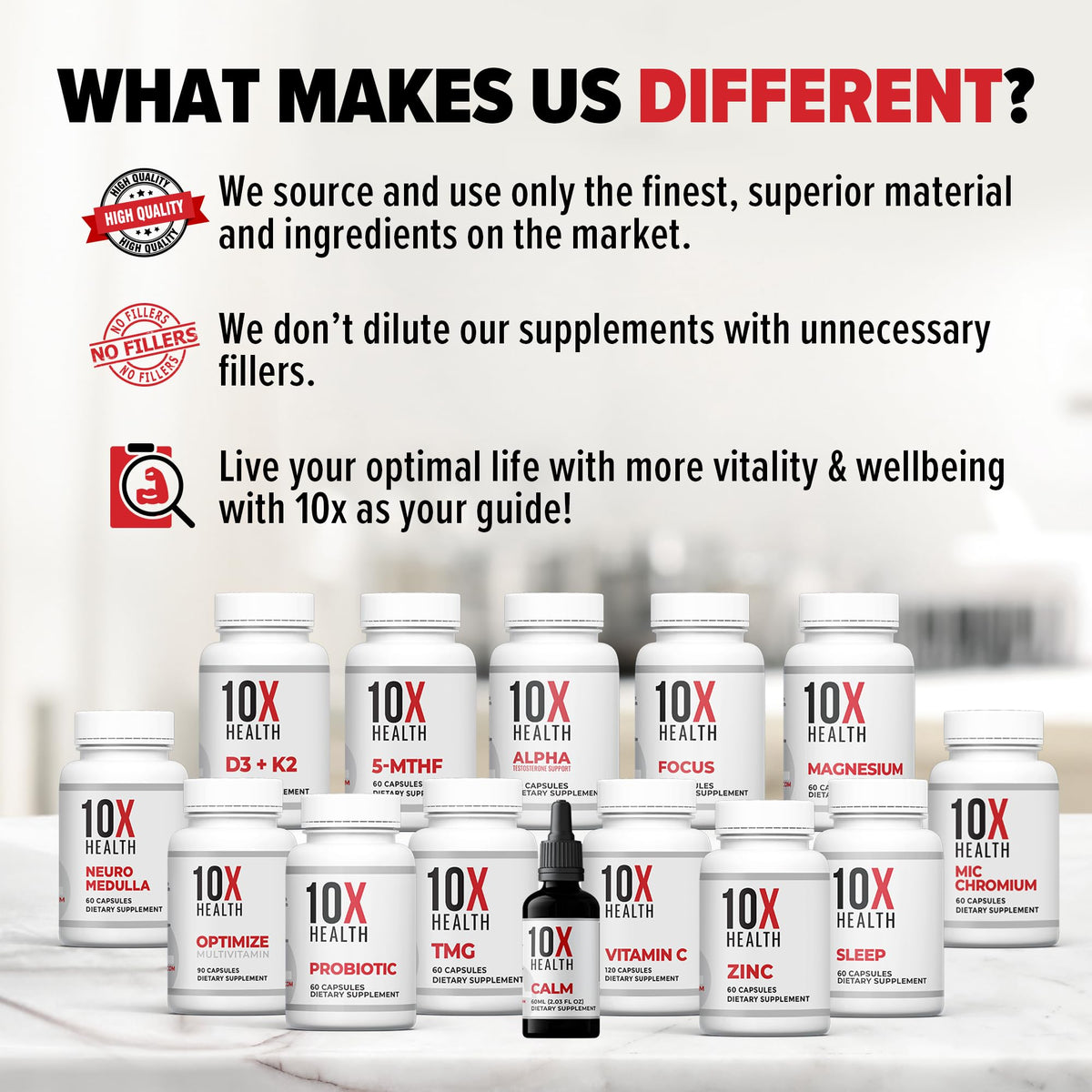 10X Health Probiotics for Men - 60 Capsules Immune Support Supplement & Probiotics for Digestive Health with Lactobacillus Rhamnosus,