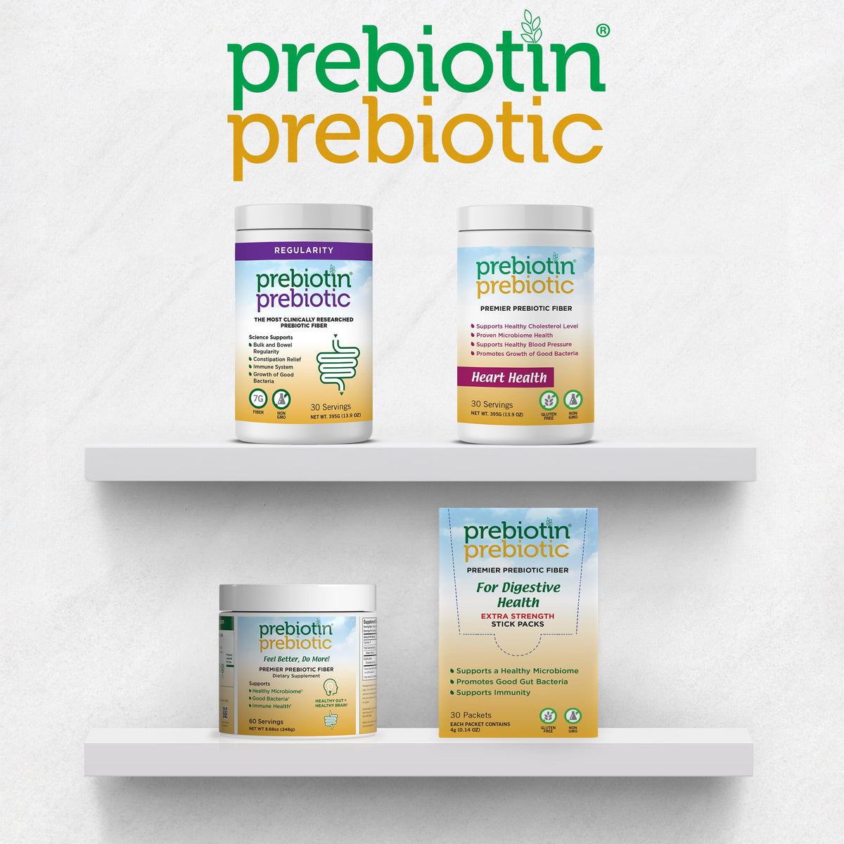 Prebiotin Prebiotic Fiber Supplement Powder 8.68 oz Supports Digestive Health High Fiber, Boosts Probiotics, Reduces Hunger All-Natural, Gluten-Free