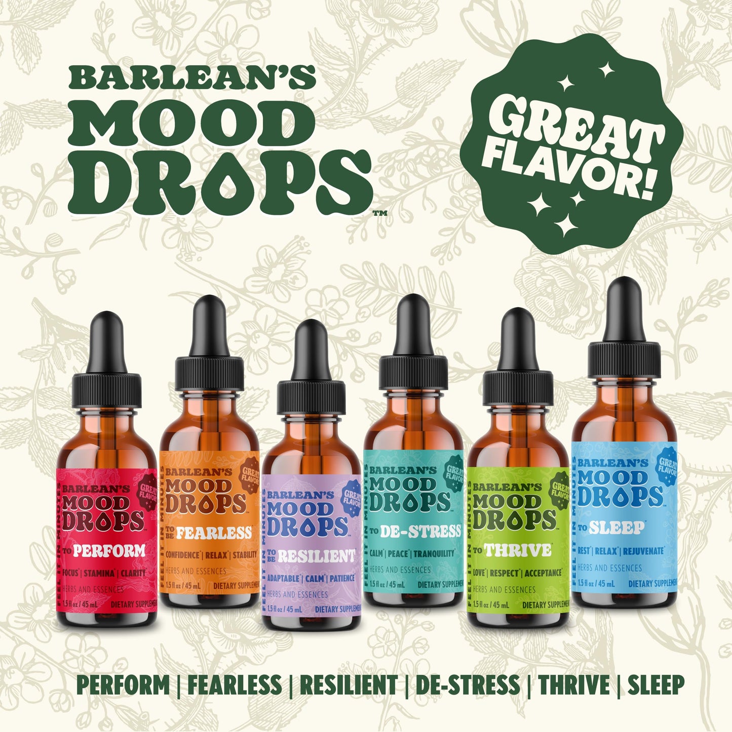 Barlean's Mood Booster Supplement, De-Stress Liquid Drop Supplements for Men and Women, Ashwagandha and L Theanine Extract, Adaptogen Herbs Drops, 1.5 oz