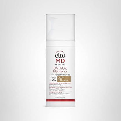EltaMD UV AOX Elements Tinted Mineral Face Sunscreen Lotion, Tinted Moisturizer for Face SPF 50 with Antioxidants, For Dry Sensitive Skin 1.7 oz Pump