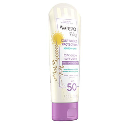 Aveeno Baby Continuous Protection Zinc Oxide Mineral Sunscreen Lotion for Sensitive Skin