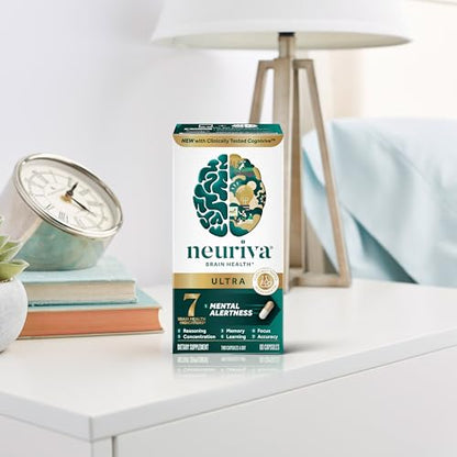 NEURIVA Ultra Decaffeinated Clinically Tested Supplement for Mental Alertness, Memory, Focus & Concentration, Cognivive, Neurofactor