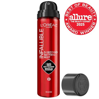 L'Oreal Paris Infallible 3-Second Setting Spray Mist, Microfine Mist for up to 36HR Wear