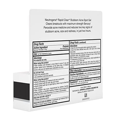Neutrogena Rapid Clear Stubborn Acne Spot Treatment Gel, Maximum Strength 10% Benzoyl Per-oxide