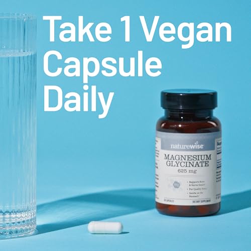 NatureWise Magnesium Glycinate 625 mg - High Absorption Chelated Magnesium Glycinate for Sleep, Relaxation, Muscle & Bones* - Gentle on Stomach, Vegan, Non-GMO - 30 Capsules[30-Day Supply] NatureWiseBuy Supplements Australia