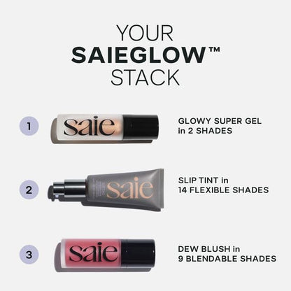 Saie Cheek Flush Duo - Dew Liquid Blush (.40 oz, Rosy), SuperSuede Baked Powder Blush (.01 oz, Mia) - Layerable, Skin-Nourishing Blushes for a Seamless Radiant Finish SaieBuy Supplements Australia