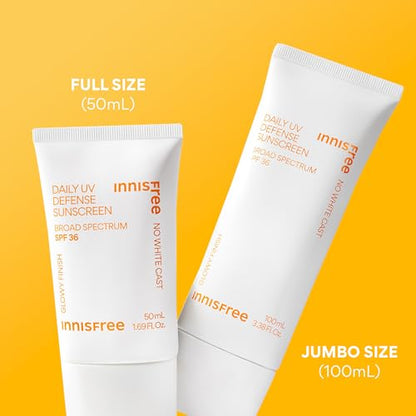 Innisfree Daily UV Defense SPF 36 – Korean Face Sunscreen, Invisible Finish, Broad Spectrum,