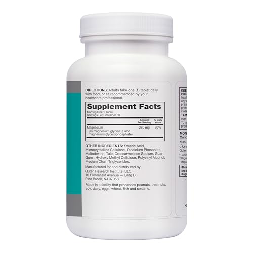 Qunol Magnesium Glycinate Complex, Gentle on Stomach, 250mg One Pill Dose, Superior-Absorption Magnesium, Nerve, Bone and Muscle Health Supplement, 60 Count (Pack of 1) QunolBuy Supplements Australia