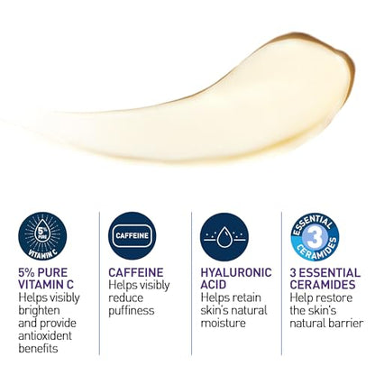 CeraVe Skin Renewing Vitamin C Eye Cream, Vitamin C, Hyaluronic Acid, Ceramides & Caffeine, Under Eye Cream For Dark Circles and Puffiness