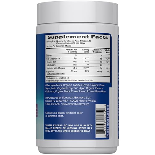 Natural Vitality Calm Magnesium Gummies | 330mg Per Serving | Raspberry Lemon Flavored Supplement | Gluten-Free & Vegan | 240 Count Natural VitalityBuy Supplements Australia