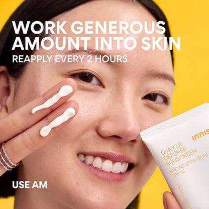 Innisfree Daily UV Defense SPF 36 – Korean Face Sunscreen, Invisible Finish, Broad Spectrum,