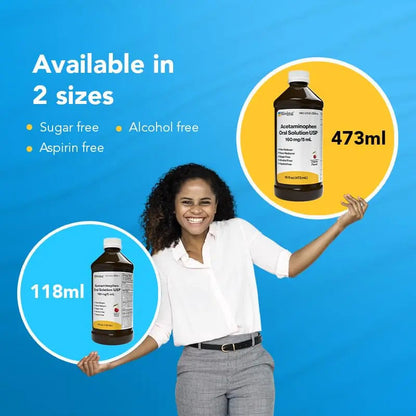 Rising Health Acetaminophen Oral Solution USP, 160 mg/5 mL | Pain & Fever Reliever | Cherry Flavor | Available in 118 mL & 473 mL (118ml - 4oz) RisingBuy Supplements Australia