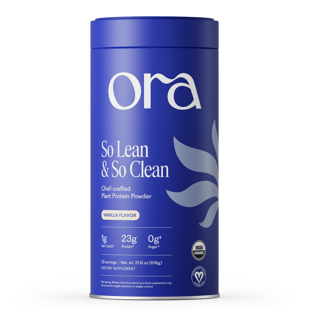Ora Organic Plant-Based Protein Powder - 23g Protein for Women and Men - Vanilla Flavor 20 Servings, Vegan, Clean Protein