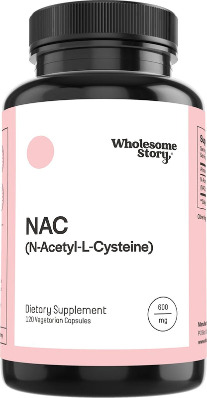 Wholesome Story NAC Supplement N Acetyl Cysteine 600 mg | Liver, Lung & Fertility Support | 120 Capsules | 120 Serving Supply