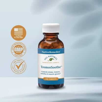 Native Remedies TremorSoothe - Natural Homeopathic Formula to Temporarily Control Shakes, Tremors, Muscle Spasms and Twitches -180 Tablets Native RemediesBuy Supplements Australia