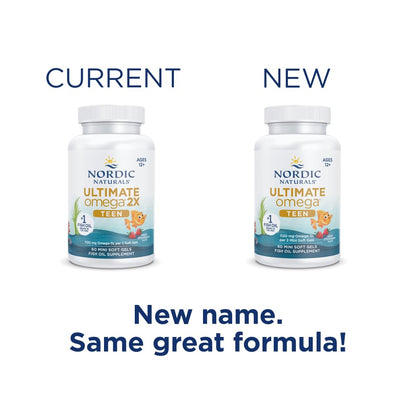 Nordic Naturals Ultimate Omega 2X Teen, Strawberry - 60 Mini Soft Gels - 1120 mg Total Omega-3s with EPA & DHA - Brain Health, Positive Mood, Social Development, Learning - Non-GMO - 30 Servings Nordic NaturalsBuy Supplements Australia