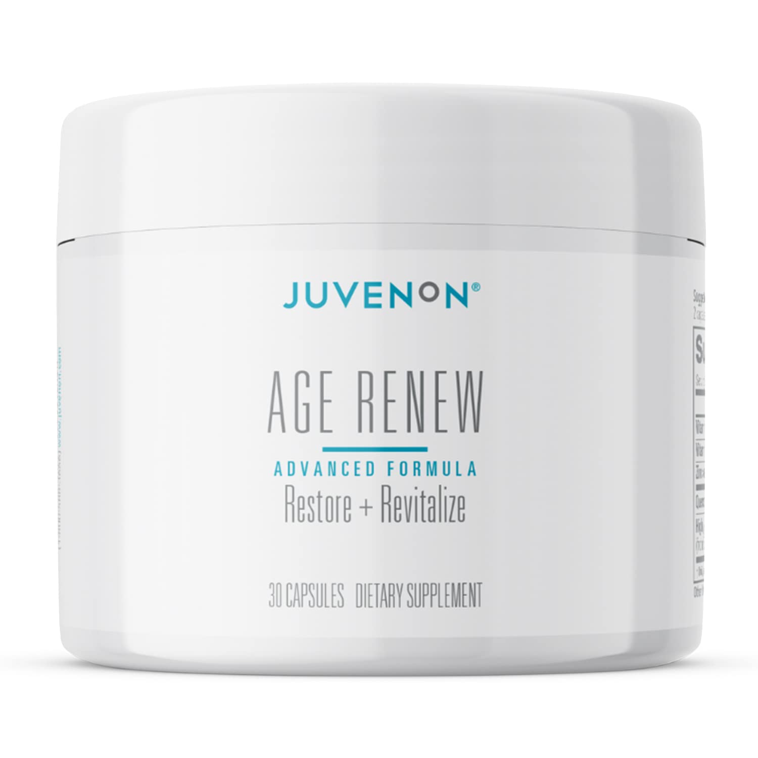Juvenon Age Renew supplement jar on a white background