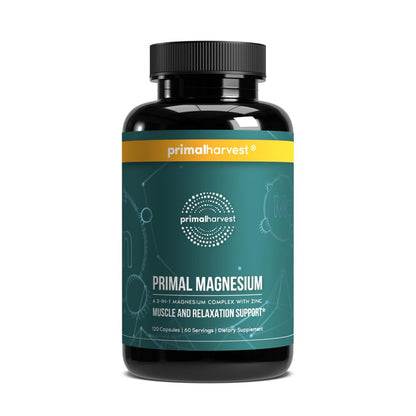 Magnesium Supplement Complex 310mg by Primal Harvest with Magnesium Glycinate, Citrate, Malate, and Zinc 120 Capsules
