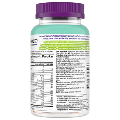 Centrum Women’s Multivitamin Gummies, Immune, Energy, Healthy Appearance Support, 100 Count, 50 Day Supply
