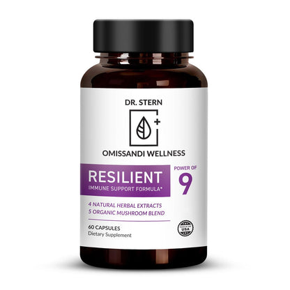 OMISSANDI-WELLNESS Resilient - Natural Immune System Support - Dr. Ian Stern Formulated - to boost your defenses - W/Organic Mushroom Blend, Echinacea, Astragalus & More - Vegan - Made in USA- 60 Caps Dr. Stern buy supplements Au