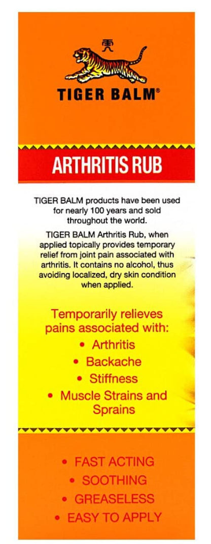 Tiger Balm Arthritis Rub, 4 oz. – Sore Muscle and Joint Relief Cream – for Use with Rheumatoid Arthritis and Carpal Tunnel – Effective Muscle Relief Rub - 2 Pack Tiger BalmBuy Supplements Australia
