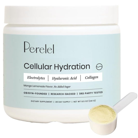 Perelel Hydration Powder, Electrolyte Supplement with Collagen & Hyaluronic Acid, Mango Lemonade Flavor, Soy & Gluten Free, Non GMO, No Added Sugar, 28 Servings