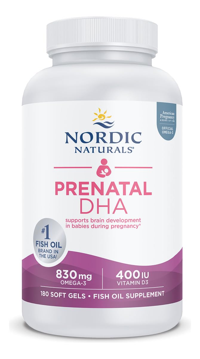 Nordic Naturals Prenatal DHA, Unflavored - 180 Soft Gels - 830 mg Omega-3 + 400 IU Vitamin D3 - Supports Brain Development in Babies During Pregnancy & Lactation - Non-GMO - 90 Servings Nordic NaturalsBuy Supplements Australia
