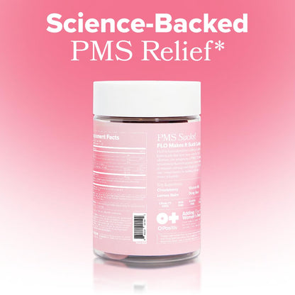 O Positiv FLO PMS Gummies for Women - Proactive PMS Relief - Targets Hormonal Breakouts, Bloating, Cramps, & Mood Swings with Chasteberry