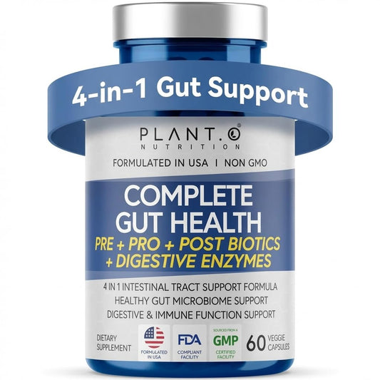 4-in-1 Gut Health Support – Prebiotics + Probiotics + Postbiotics + Digestive Enzymes – DE111 Spore Probiotic for Digestive Support & Bloating