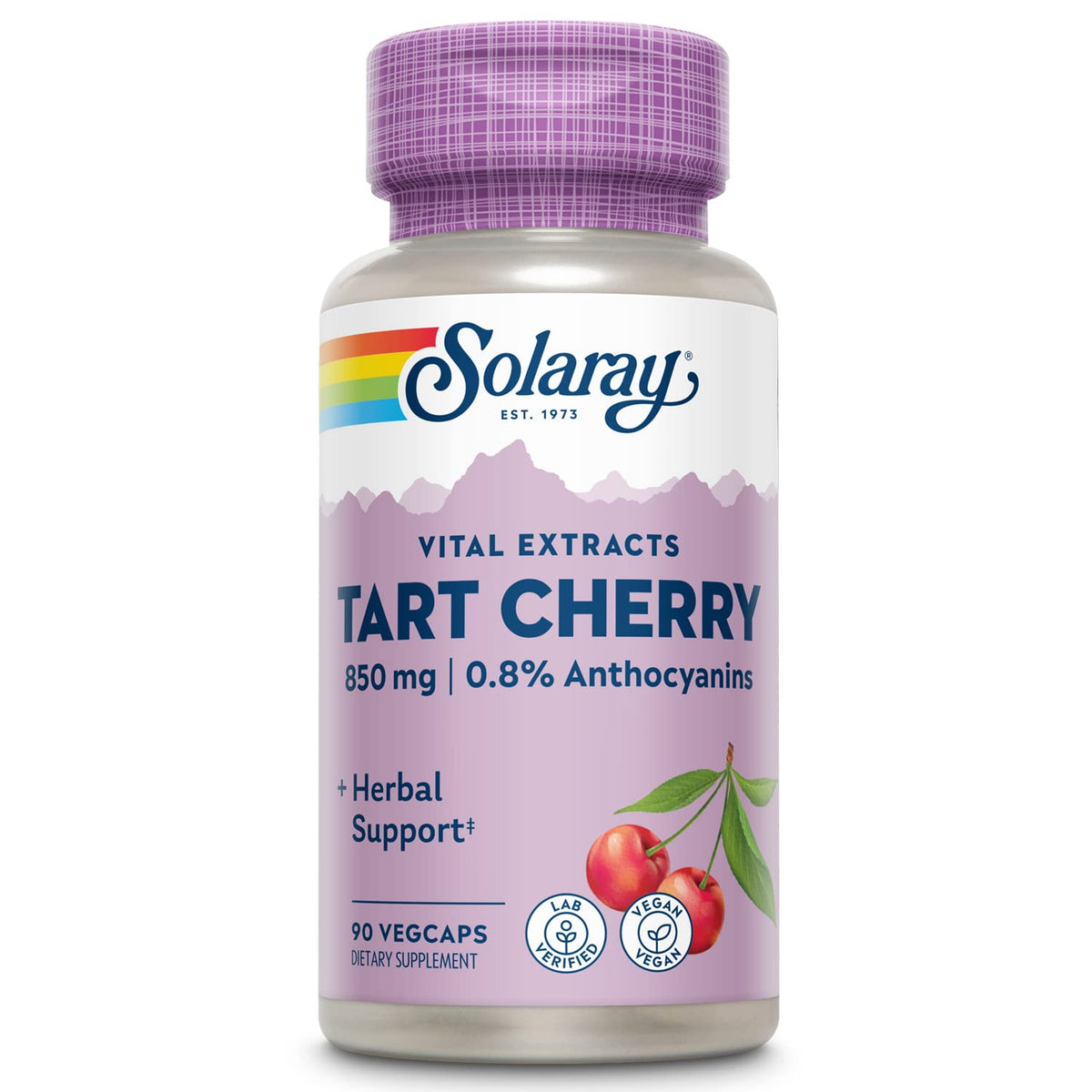 Solaray Tart Cherry Fruit Extract 850 mg - Tart Cherry Supplement with Antioxidants, Fruit Juice Extract with Flavonoids - 90 VegCaps SOLARAYBuy Supplements Australia