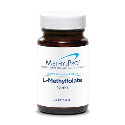MethylPro 15mg L-Methylfolate (30 Capsules) - Professional Strength Active Methylfolate, 5-MTHF Supplement for Mood, Brain Health + Immune Support,