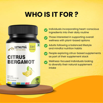 SETNUTRA Well From Within 5 in 1 Citrus Bergamot Supplement with Black Chokeberry Olive Leaf Niacin & Black Pepper | Heart Health Support Antioxidant Boost | Non GMO Gluten Free Capsules (60 Count) SETNUTRA Well From Within buy supplements Au