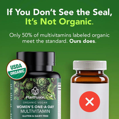 PlantFusion Organic Multivitamin for Women - One Daily Whole Food Blend Women's Multivitamin - Vegan PlantFusion