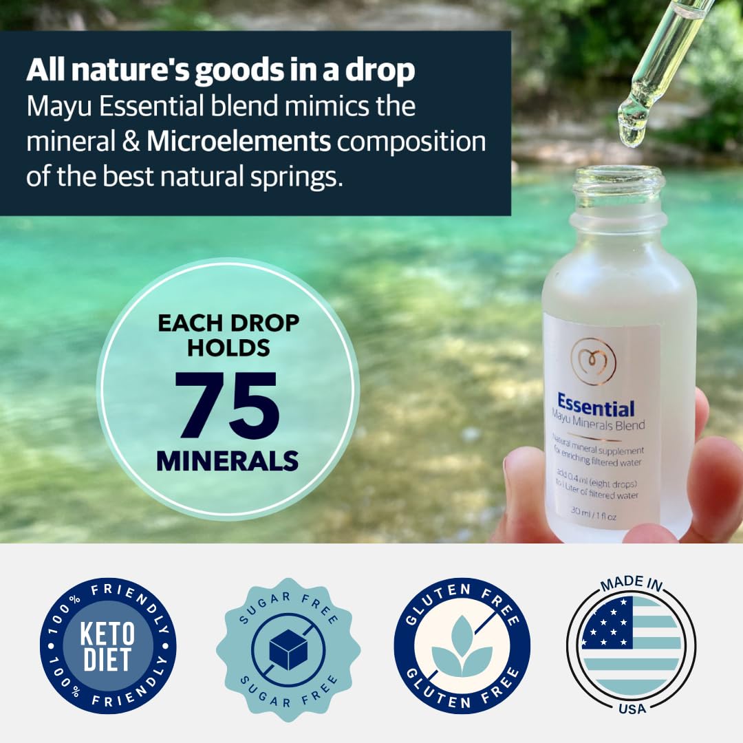 MAYU Trace Mineral Drops - 1 Bottle - 80+ Full-Spectrum Ionic Minerals for Water - Great-Tasting Mineral Supplement for Hydration - Magnesium, Potassium & Zinc - No Additives - 30 Servings mayu buy supplements Au